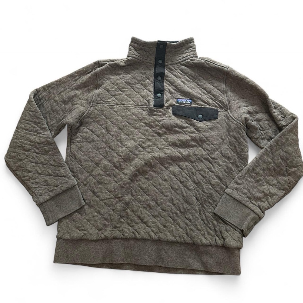 Patagonia‎ Men's Organic Cotton Quilt Snap-T Pullover Brown Black Size Medium